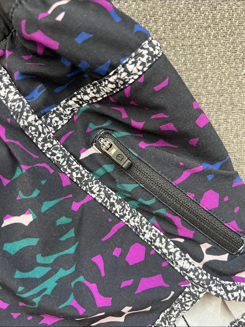 lululemon athletica Black Shorts with Purple, Teal & Blue Accents